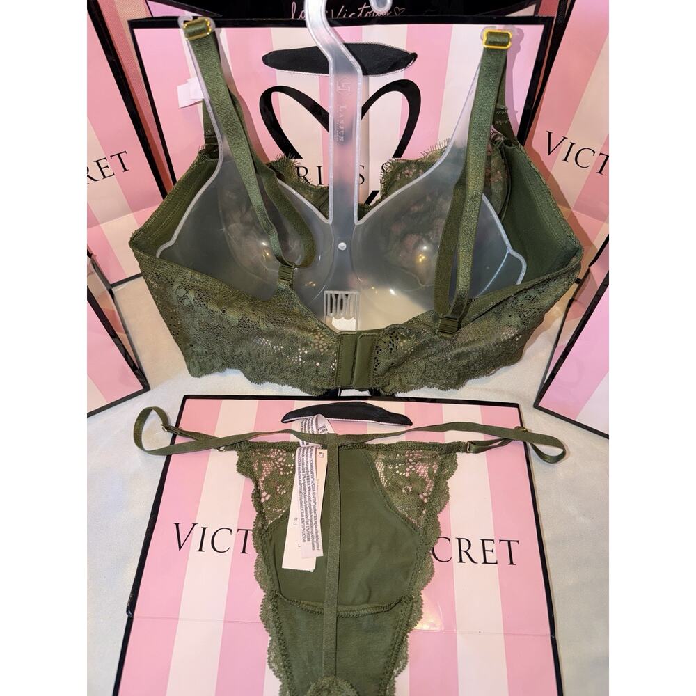 Victoria's Secret Bra Dream Angels 36DD Large Lace Thong Green - Picture 3 of 3